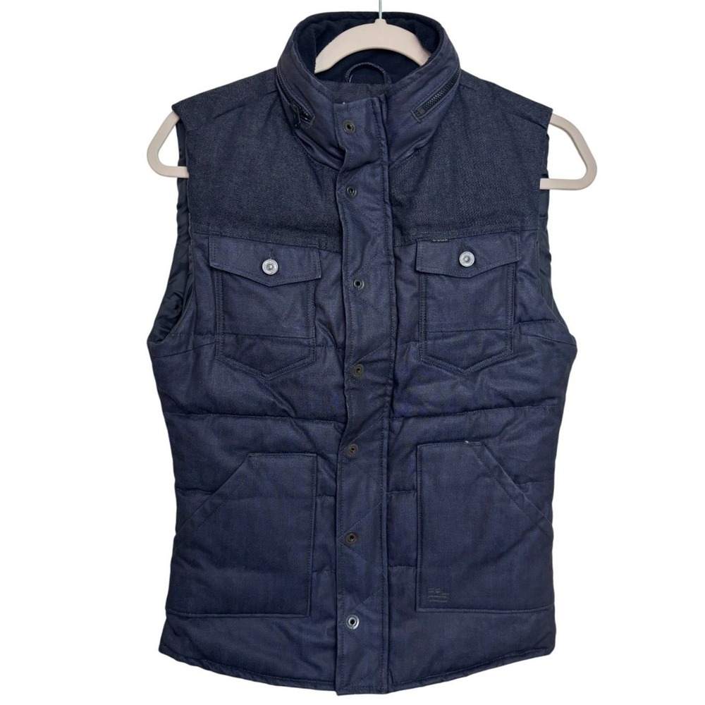 G-Star RAW Denim Gilet Tailor Vest Womens S Dark Blue Padded Utility Moto Y2K